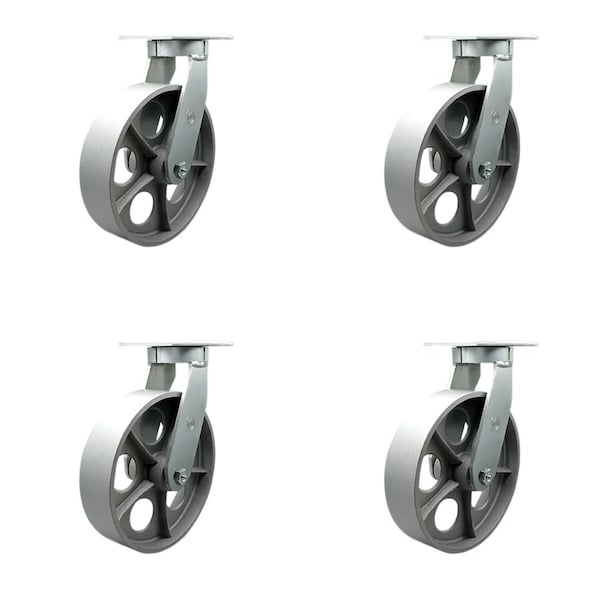 10'' Extra Heavy Duty Semi Steel Cast Iron Wheel Swivel Caster , 4PK
